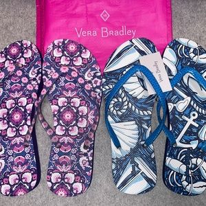 Vera Bradley Flip Flops Size 10, Set of two pair